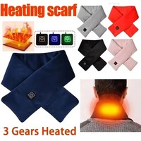 USB Women Men Heating Scarf Temperature Scarf 3 Gears Wrap Fleece Washable Electric Neck Warmer Not Inclound Battery for Camping