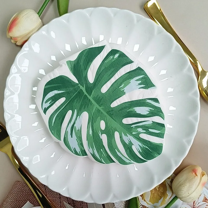 

20pcs/pack Creative Palm Leaf Shape Paper Towels Birthday Summer Holiday Party Napkins Decorative