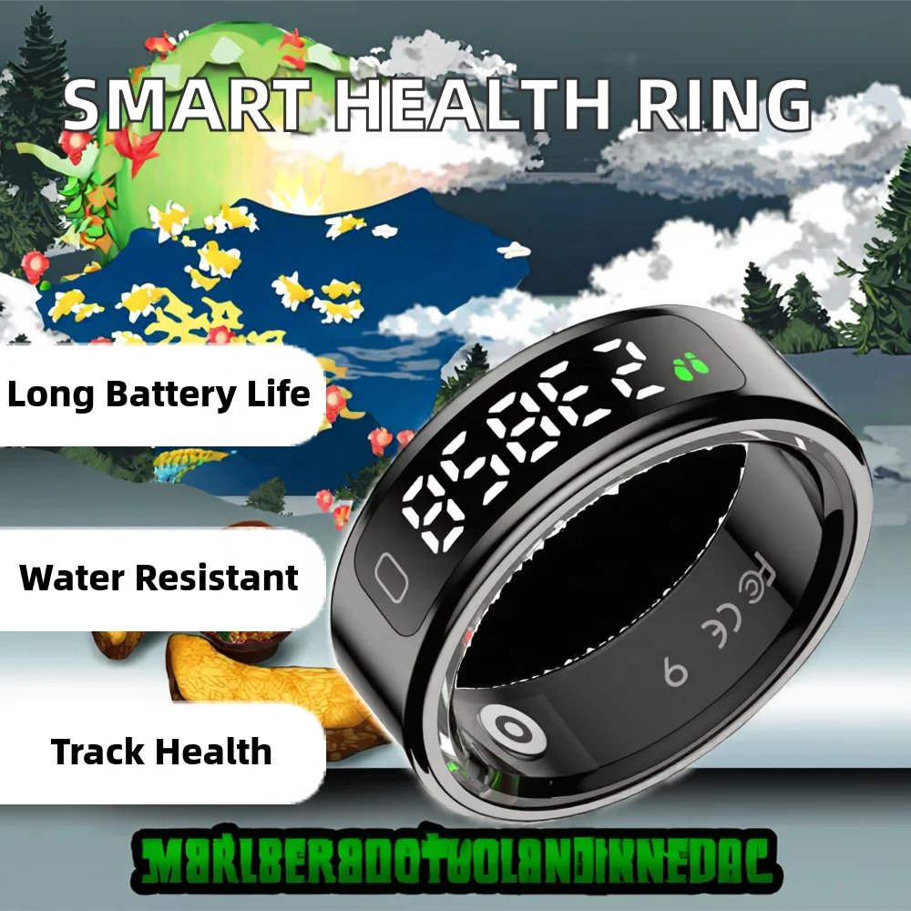 Stainless Steel Smart Health Ring for Android Couples Fitness Tracker Magnetic Charging IP68 Waterproof Sleek Design