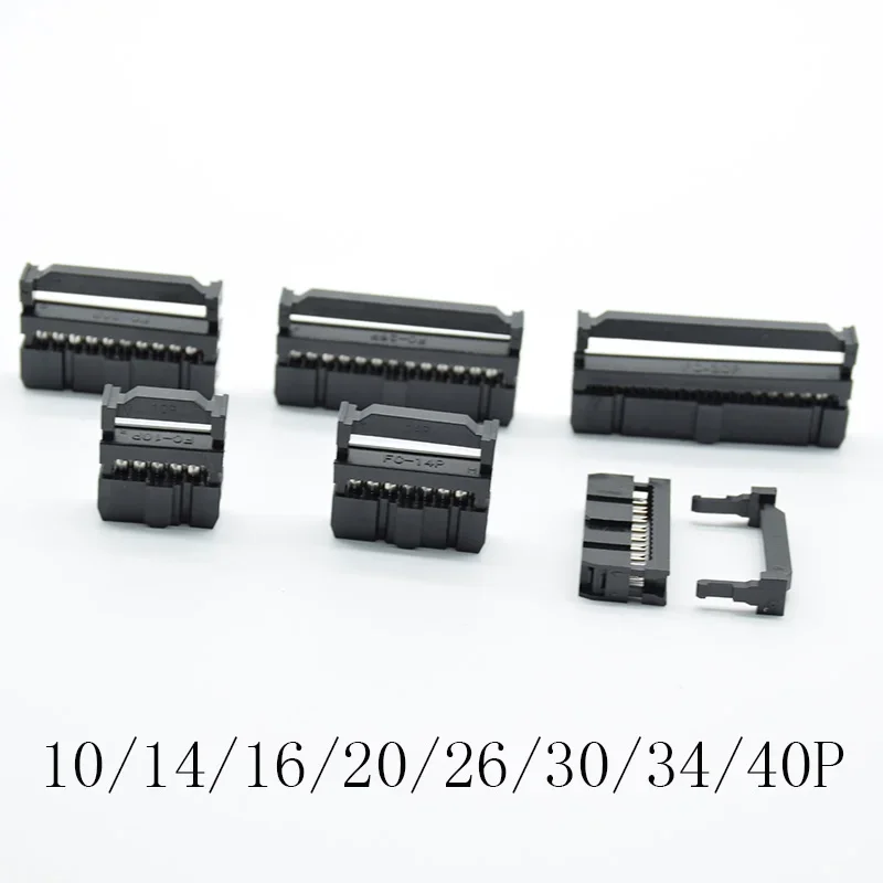 10sets  2.54mm IDC Connector 10-pin cable socket FC-10P  FC-14P FC-16P FC-20P/26P/30P/34P/40P IDC Socket 2x5 Pin Dual Row Pitch