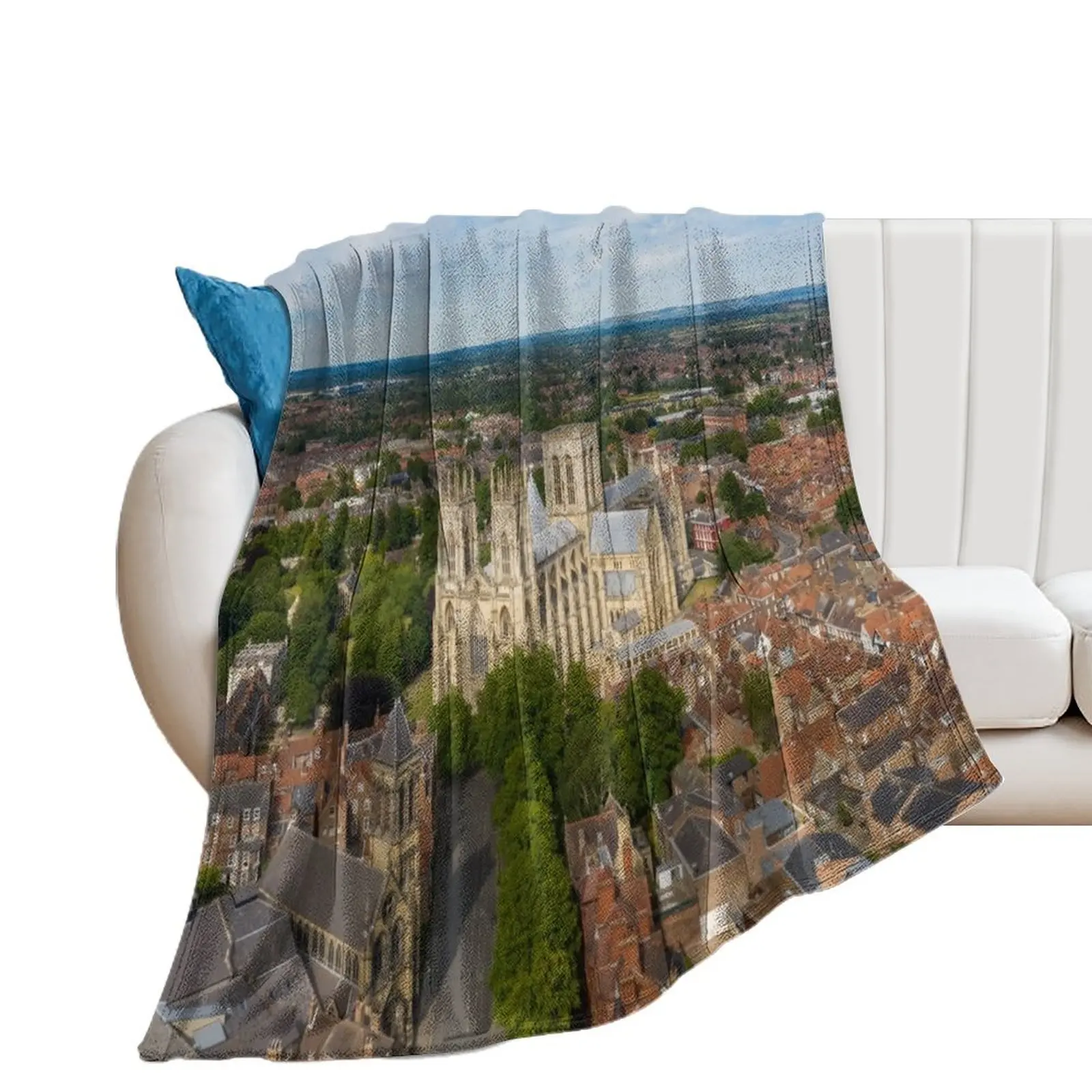 York Minster Cathedral England North Yorkshire in Summer Throw Blanket Retros valentine gift ideas Blankets