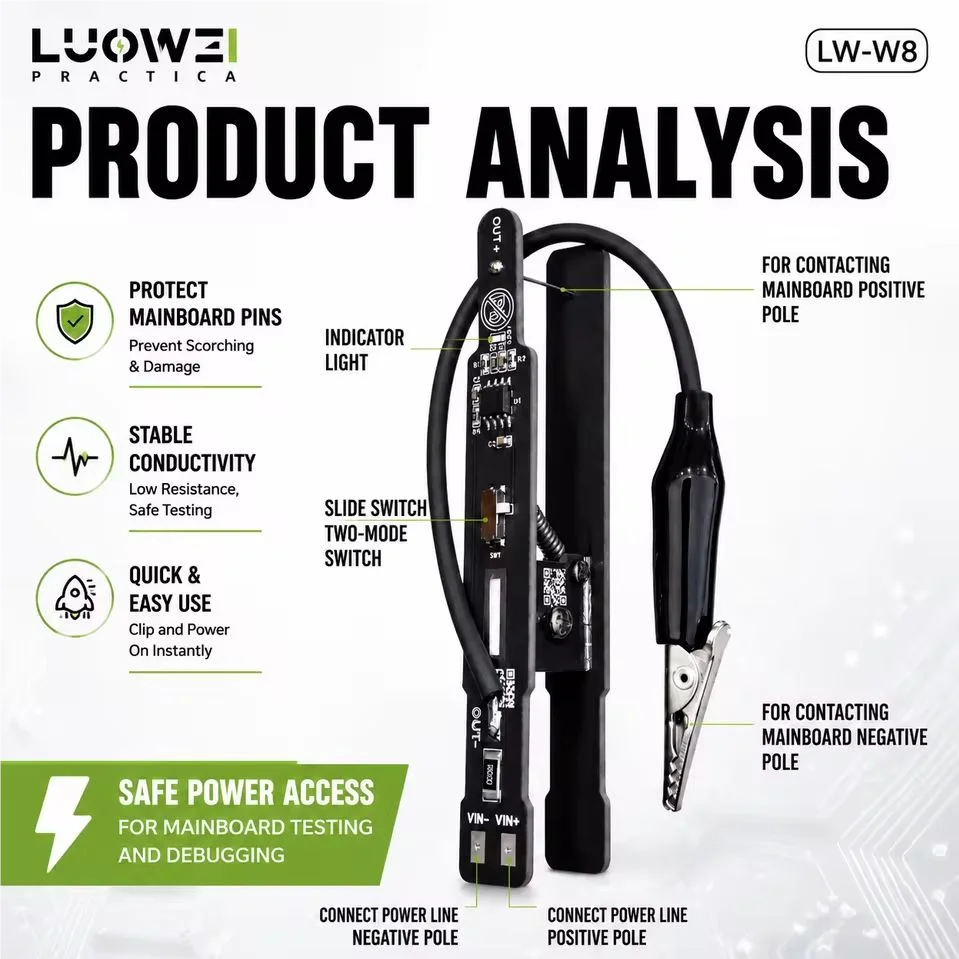 LUOWEI LW-W8 Universal Switch Clip Power On Tool Dual Mode Detection Current Tester For iPhone Android Tablet iPad Repair Tool