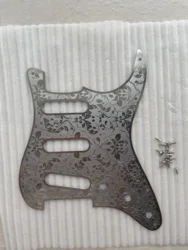 Handmade Carved Pattern Electric Guitar Pickguard, Stainless Steel, 3Ply 11 Holes, Scratch Plate, Screws Fit, TL Guitar Parts