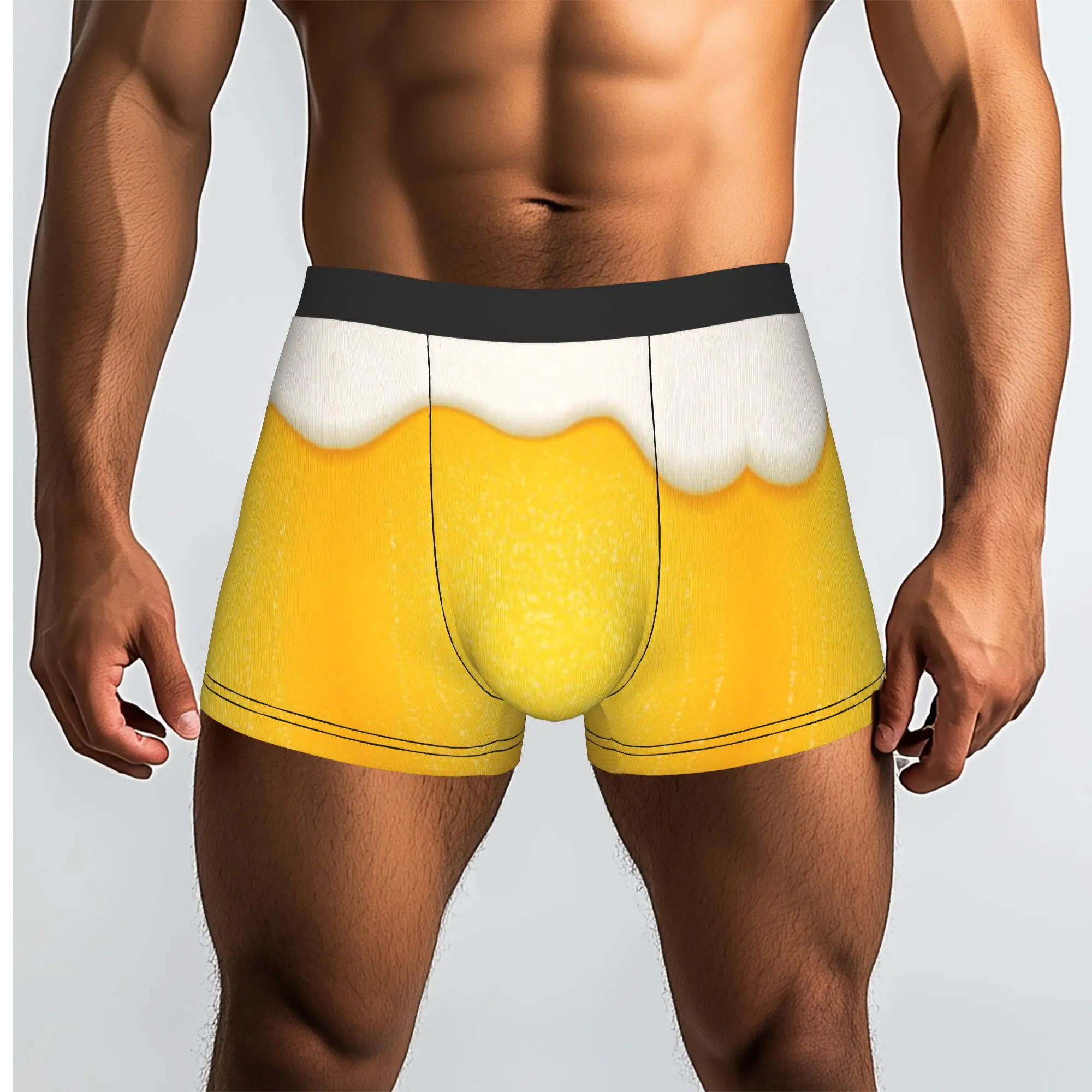 Golden Foam Beer Top Drip Texture Beverage Minimal  Underpants Breathbale Panties Male Underwear Print Shorts Boxer Briefs