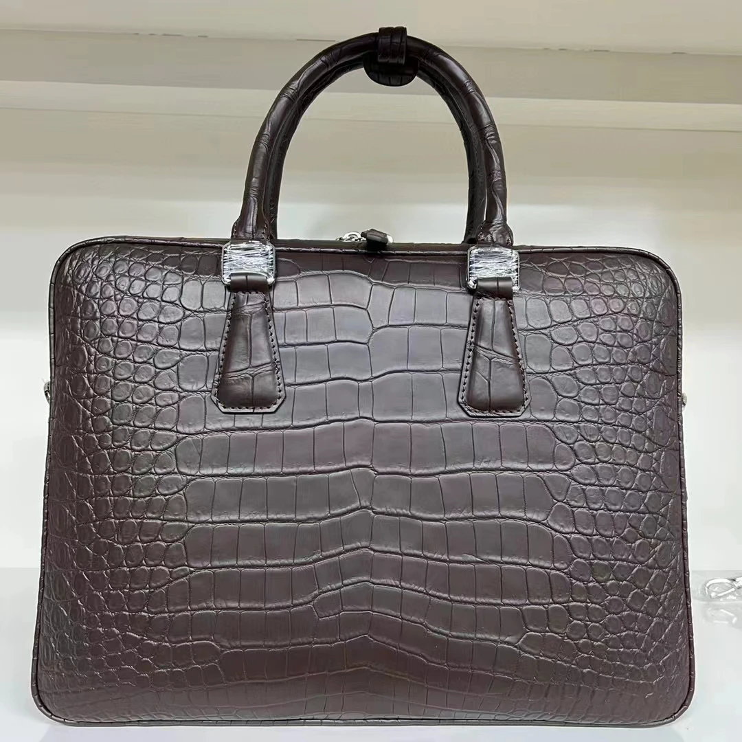 Brown color genuine crocodile skin nilo briefcase men laptop business laptop bag 2024 new production high end quality