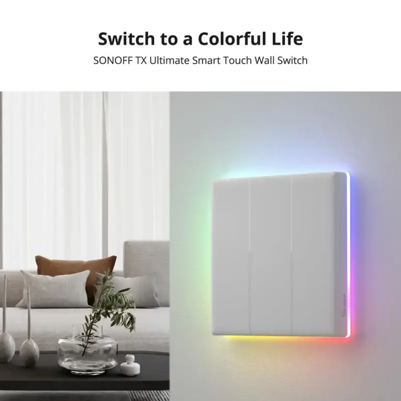 NEW SONOFF TX Ultimate T5 Smart Wall Switch Wifi LED Light Edge EWeLink Remote Control Via Alexa Google Yandex Alice Smartthings