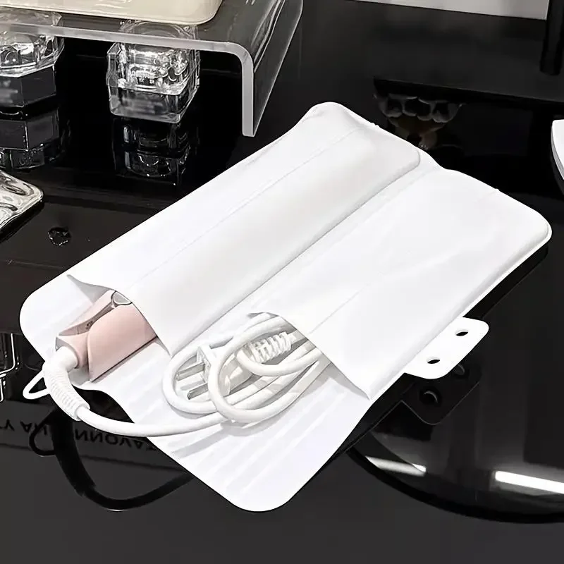 Travel Silicone Curling Iron Storage Bag, Straightener Heat Insulation Anti-Scalding Pad, Portable Electric Curling Iron Cover