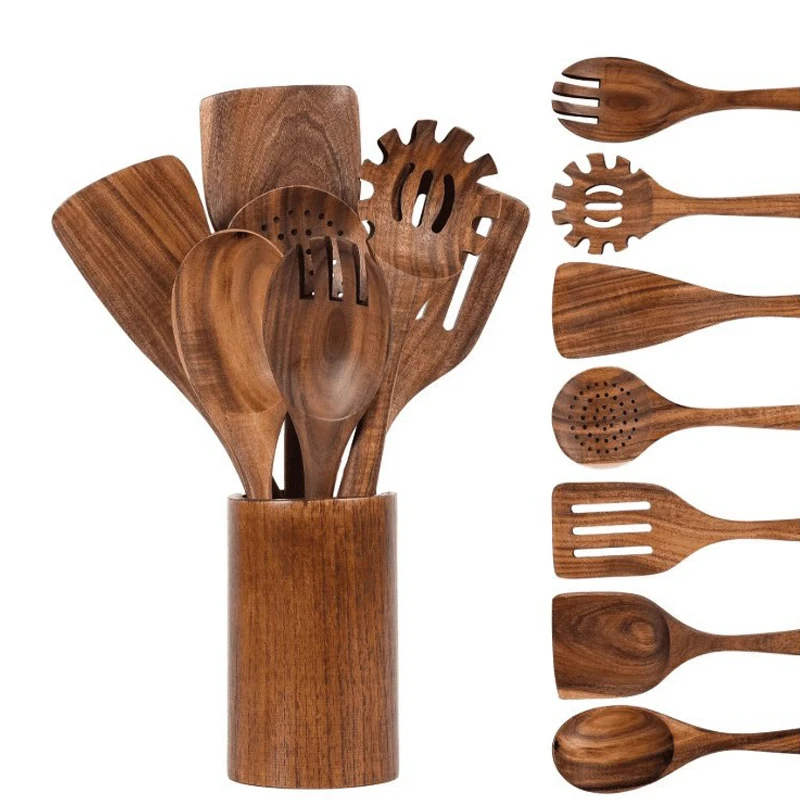 Natural Teak Wood Kitchen Utensil Set 2