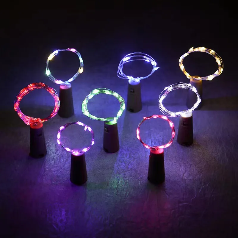 Guirlande lumineuse Led en fil de cuivre, 5 pièces/lot, bouchon de bouteille de vin, décoration de maison de vacances, décoration de noël, de mariage, d'anniversaire