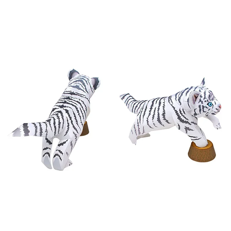 Little Bengal White Tiger Handmade Origami Art Mini Cute 3D Paper Model Papercraft Animal DIY Kids Adult Craft Toys QD-052