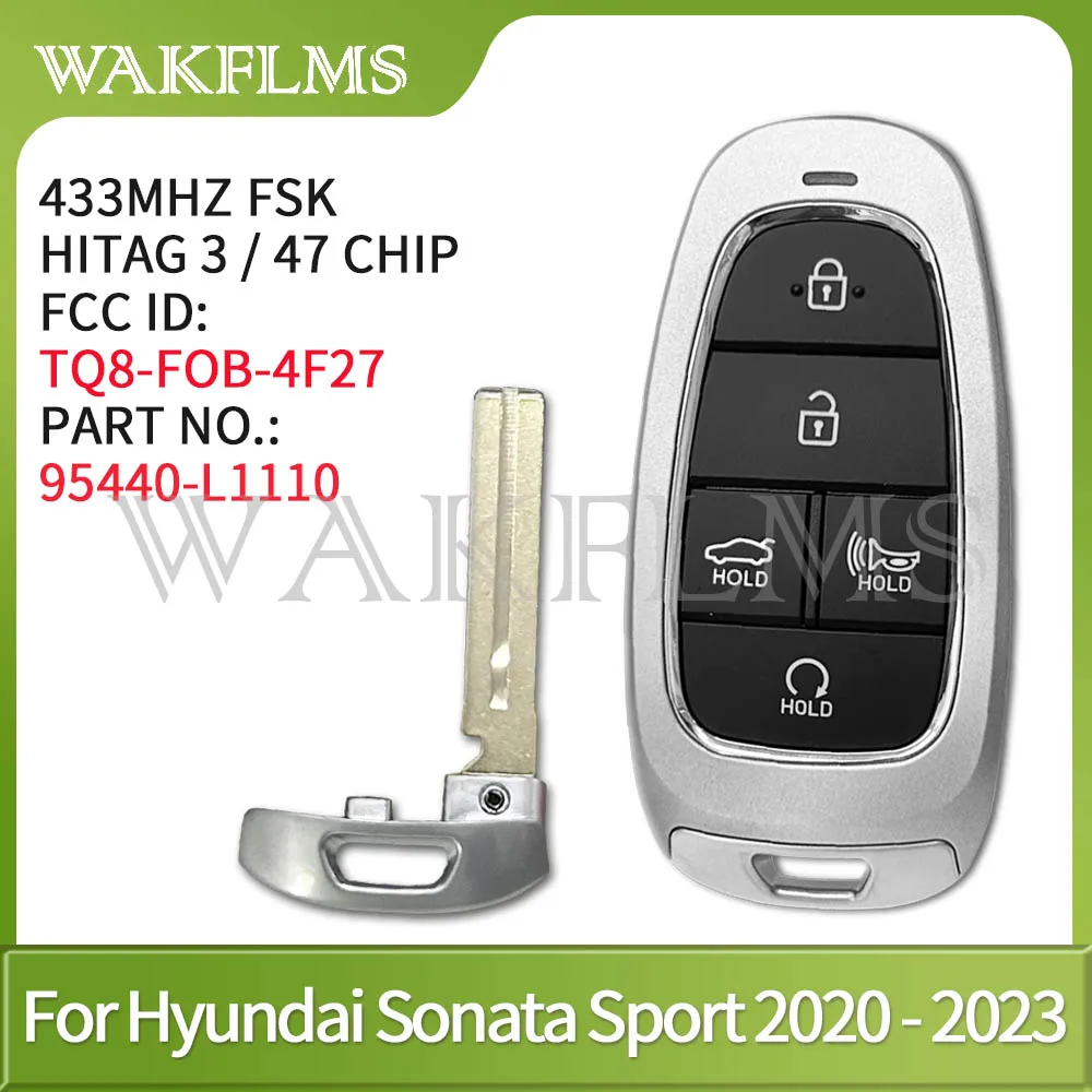 For Hyundai Sonata Sonata Sport 2020 2021 2022 2023 Smart Car Key 433Mhz ID47 CHIP TQ8-FOB-4F27 P/N 95440-L1110 95440 L1110