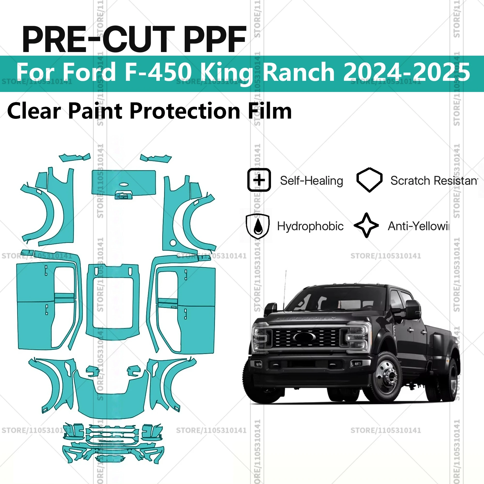 

Pre-Cut Paint Protection Film PPF Transparent Car Film Professional Automotive PPF For Ford F-450 King Ranch 2024-2025