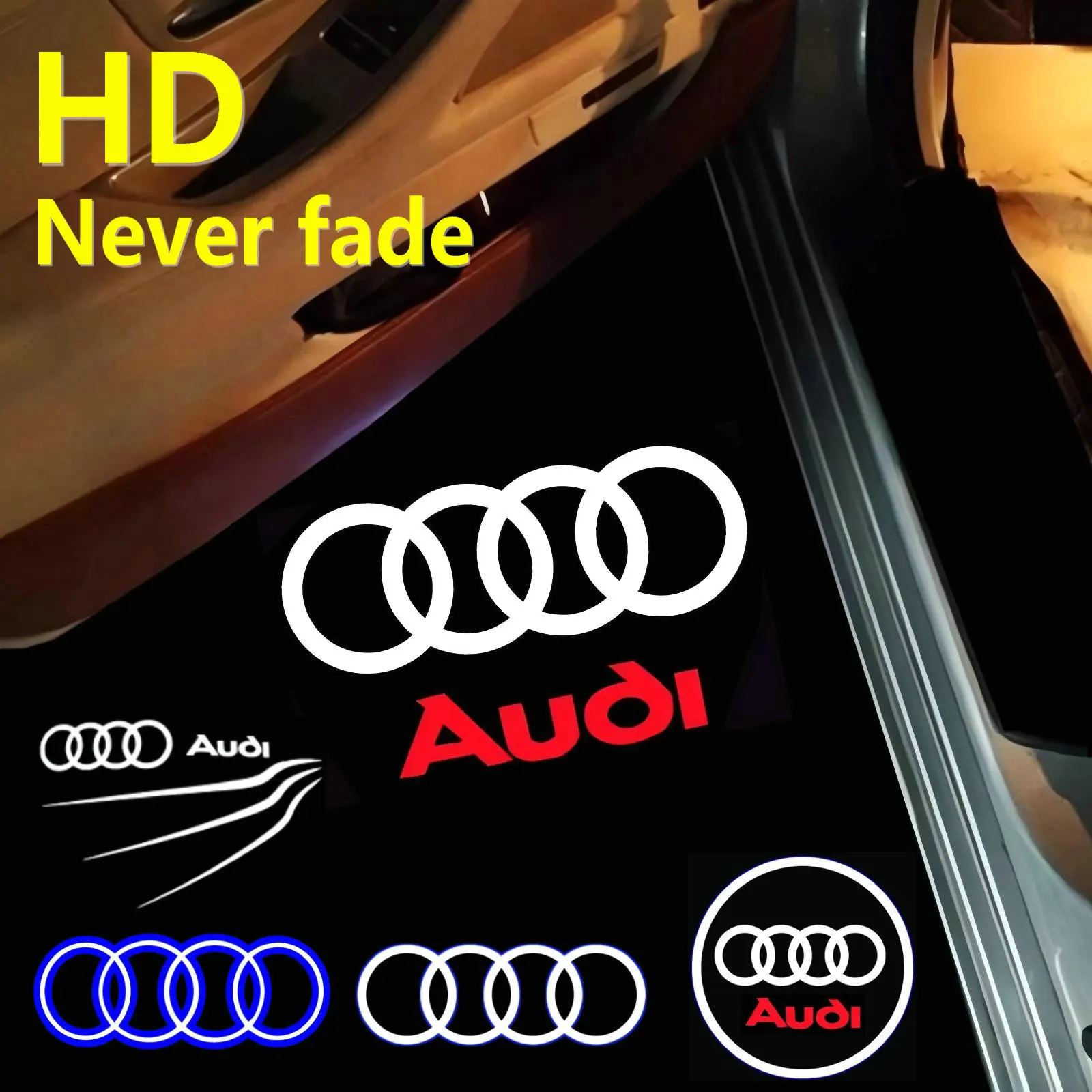 2 HD LED Car Door Welcome Light Projector Logo Lamp For Audi Sline S3 S4 S5 S6 S7 RS Quattro Q7 Q5 Q3 A4 B8 8P A3 A6 C7 A5 A6 A8 