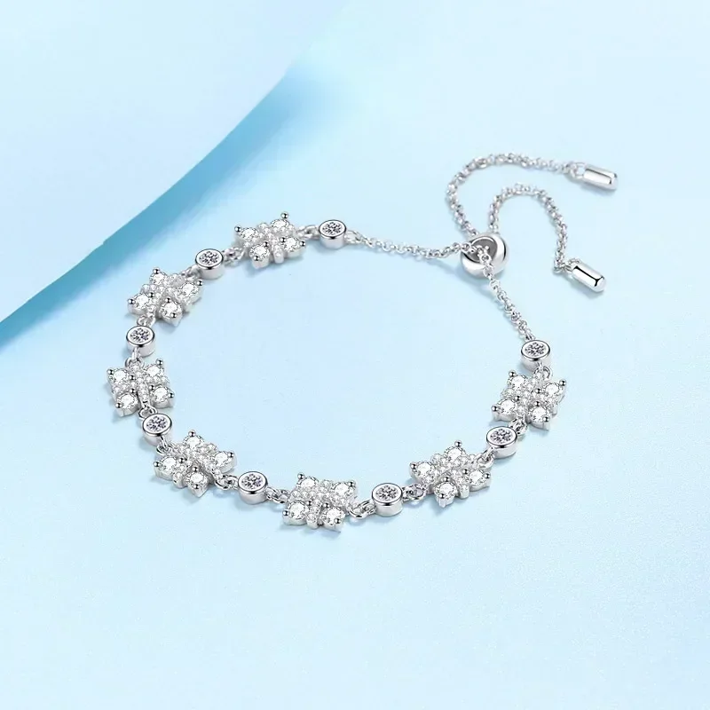 

Элегантный дизайн, браслет с ромбами из муассанита 2,16 карата, блестящий женский платиновый браслет-цепочка PT950, регулируемые ювелирные изделия ручной работы