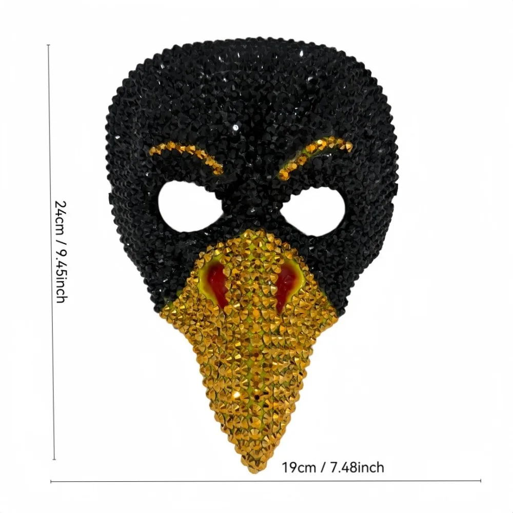 Handcrafted Rhinestone Eagle Punk Mask Eye-Catching Trendy Gothic Bird Beak Mask Comfortable Headgear Halloween Masquerade Mask - view 6