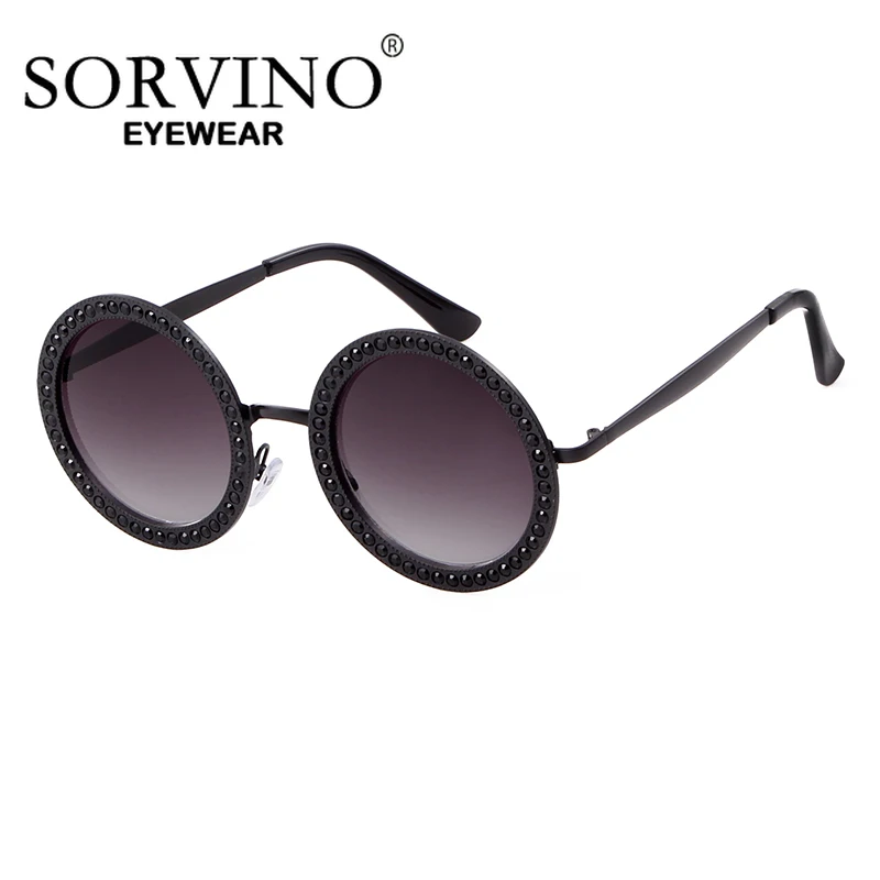 

SORVINO Diamond Crystal Round Sunglasses Women Luxury Brand Designer Vintage Glasses Eyeglasses Female Shades UV400 Eyewear