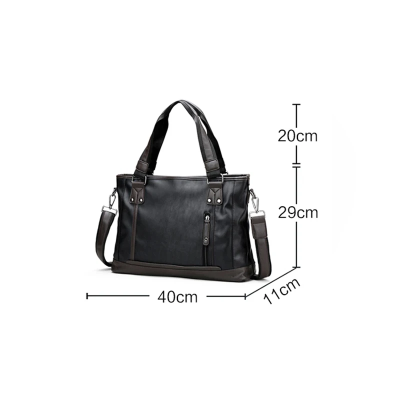 Men Shoulder Bag PU Leather Travel Messenger Crossbody Bags Large Capacity 15inch Laptop Bags