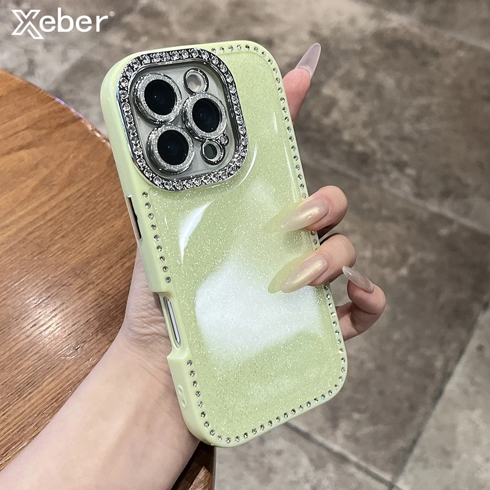Luxuriöse, funkelnde Strasssteine, weiche Hülle für iPhone 16, 15, 14, 13, Pro Max, Candy Bling, glitzernde Diamanten, stoßfeste Silikonhülle