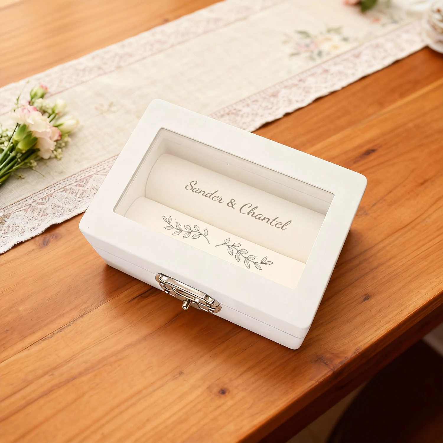 Boîte à alliances personnalisée, boîte à alliances sur mesure pour cérémonie, boîte à alliances gravée avec des noms, porte-alliances de mariage