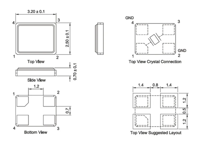 (10 pz) originale 3225 3.2*2.5mm 8MHZ 10M 12M 16MHZ 20MHZ 24MHZ 25M 27MHZ 9PF 12PF 20PF 4-SMD oscillatore a cristallo passivo