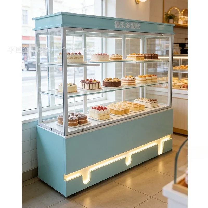 Bread Display Cabinet Chinese Pastry Cake Model Cabinet Solid Wood Painted Stainless Steel Biscuits Western Pastry Bread Counter