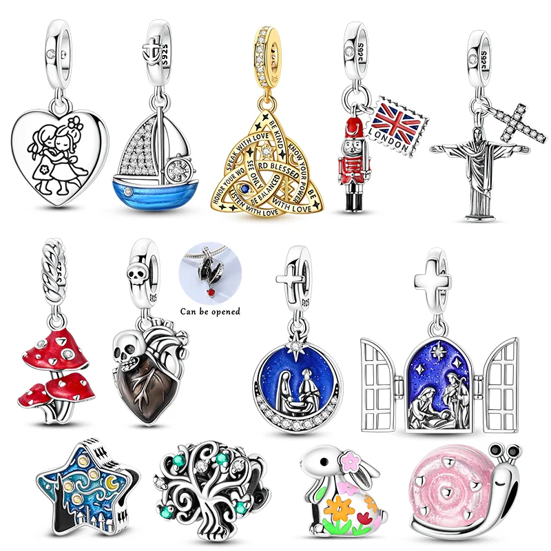 New 925 Silver Charms Beads Star Sailboat Angel Rabbit Dangle Fit Women Original Bracelet DIY Jewelry Gifts