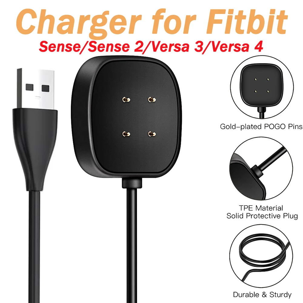 Charger for Fitbit Sense/Sense 2/Versa 3/Versa 4, Replacement USB Charging Cable for Fitbit Smart Watch (3.3ft/1m)