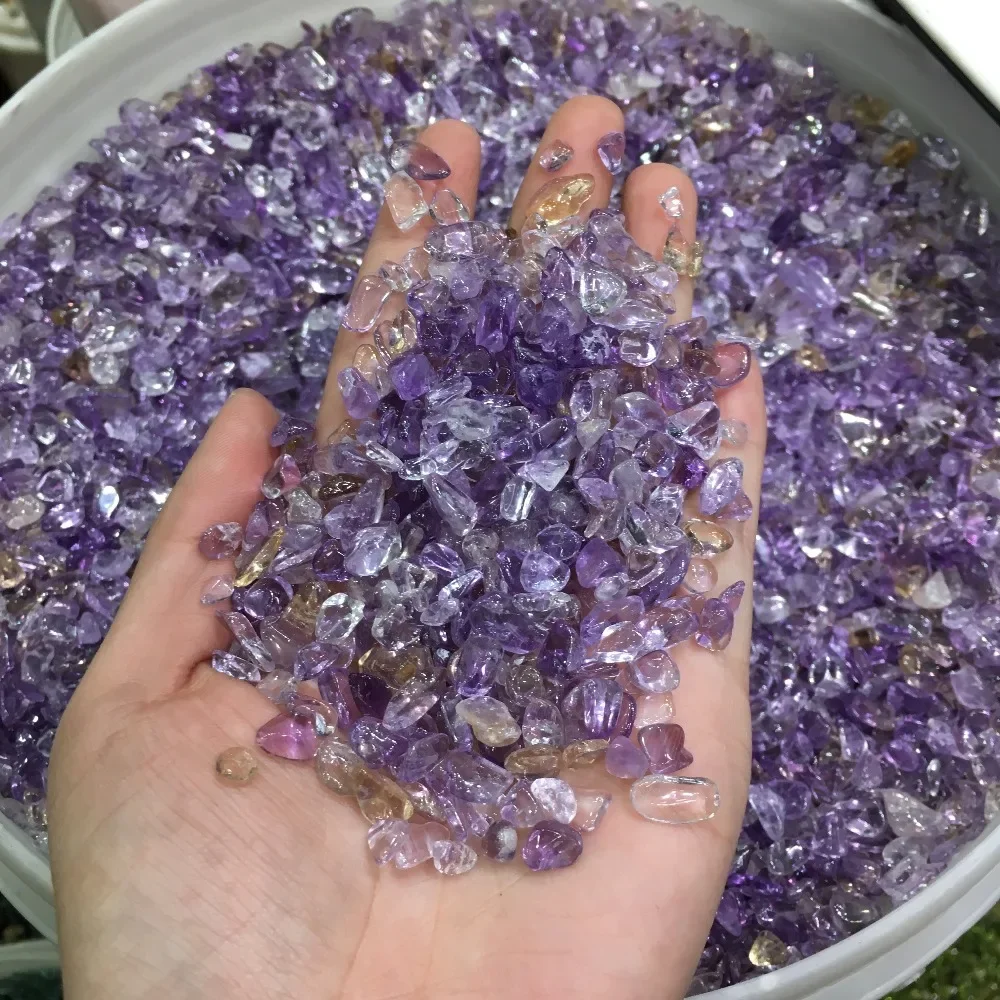 Natural Ametrine gravel stone Polished quartz crystal Tumbled Stone Semi-Precious Stone