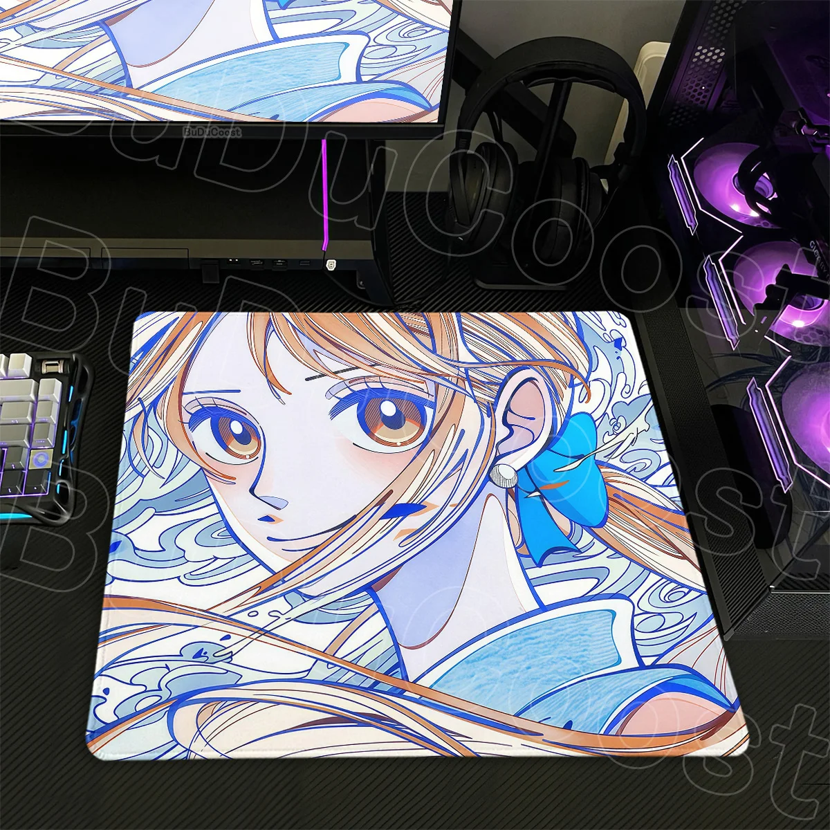 

Kawaii Nami Gaming Office Carpet 400x450mm Laptops Small Keyboard Table Mat One Piece Anime Mausepads Lock Edge Computer Cushion