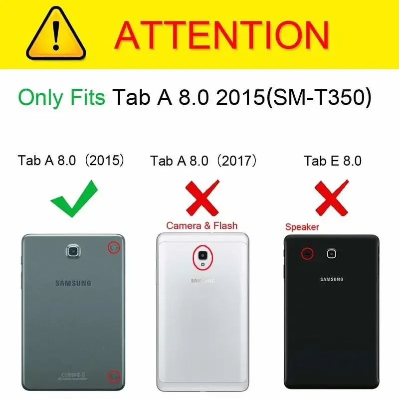 Cover For Galaxy Tab A 8.0inch (2015) T350 Case 360 Degree Rotating Stand Flip Case for Samsung Tab A 8 SM-T350 T355 P350 Glass