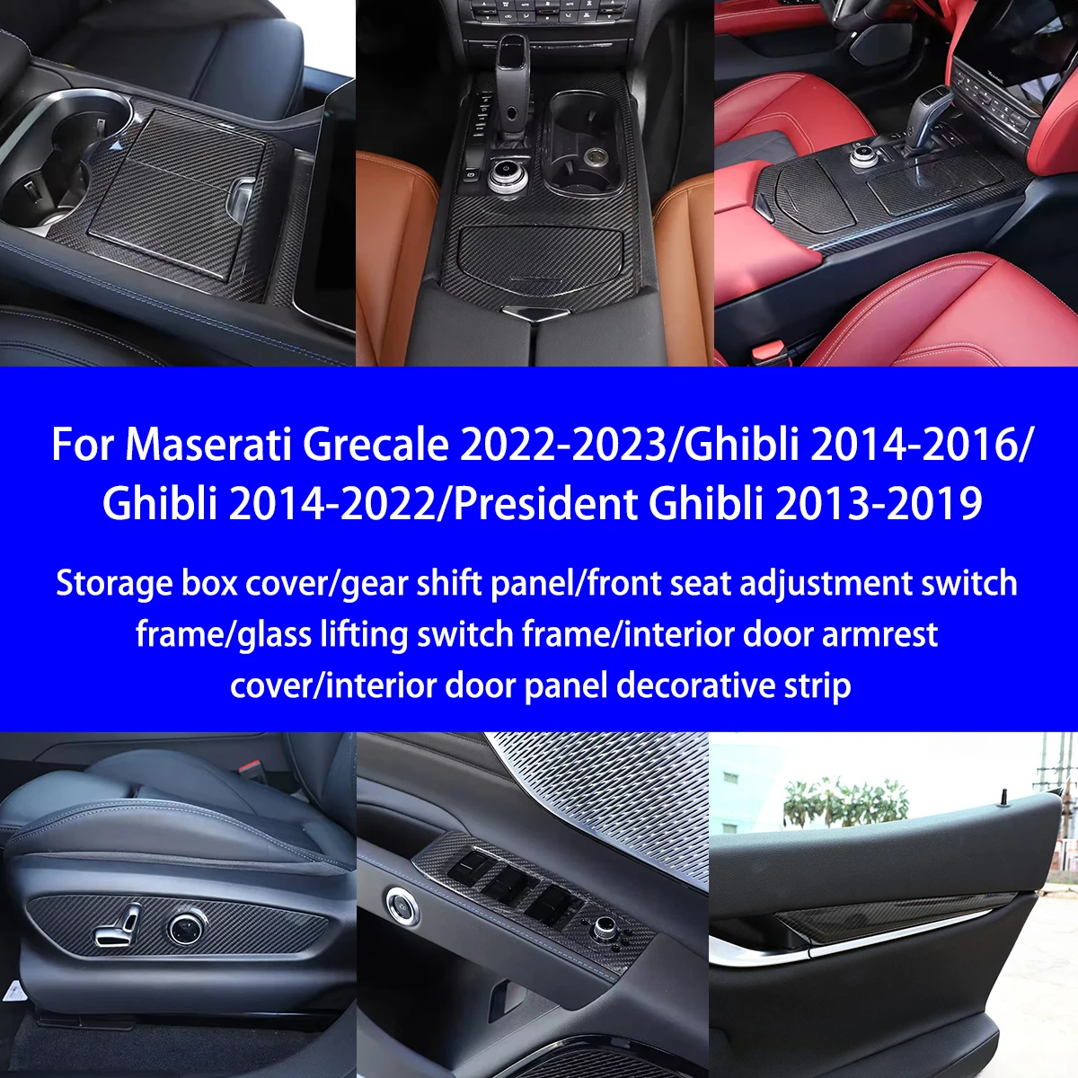 

For Maserati Grecale/Ghibli/CEO Dry Carbon Fiber Storage Box/gear Shift/seat/glass Switch/armrest Cover Interior Decoration