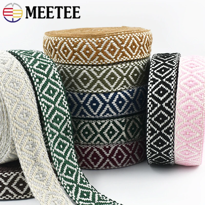 2–8 Meter 25 mm Baumwoll-Jacquard-Gurtband für Tasche, ethnisches Band, Bänder, Kleidungsstücke, Schuhe, Schrägband, DIY-Nähzubehör