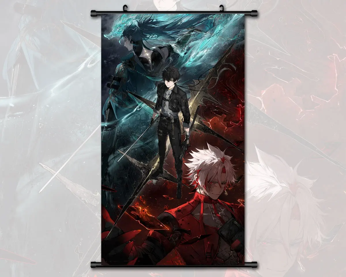 Wuthering Waves Jiyan Scroll Painting Anime Wall Art Male Rover & Scar Hanging Poster Home Decor Chinese Ink Style Gift