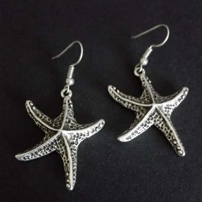 Vintage Creative Geometric Starfish Earrings Ethnic Wind Thrash Small Starfish Earrings