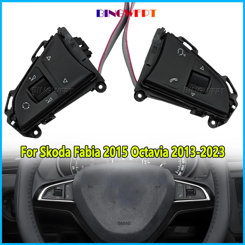 5E0919719B Car Multi-Function Steering Wheel Buttons Control Switch For Skoda Fabia 2015 Octavia 2013-2023