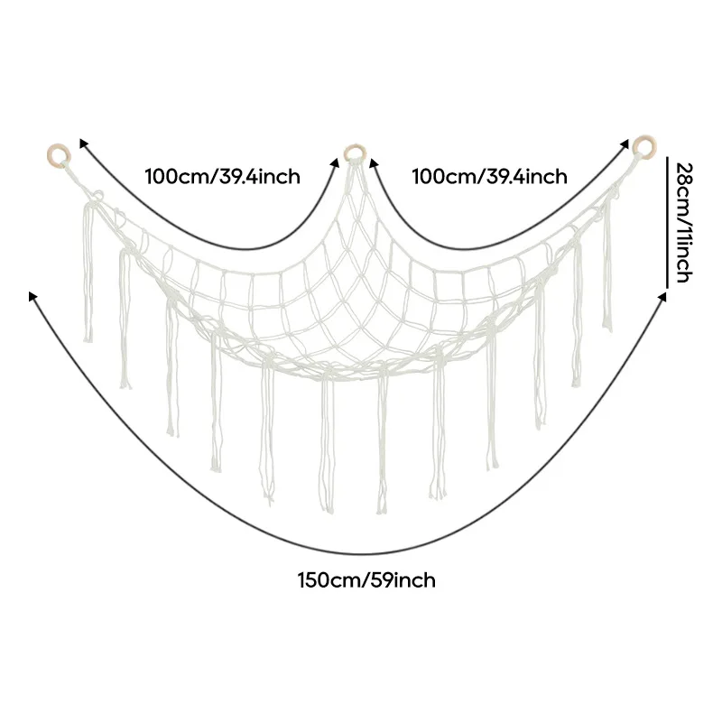 1Pc Toy Hammocks Wall Corner Hanging Storage Net Organizer Woven Kids Stuffed Mesh Hammock Baby Animal Rope Hammock Bag Cotton