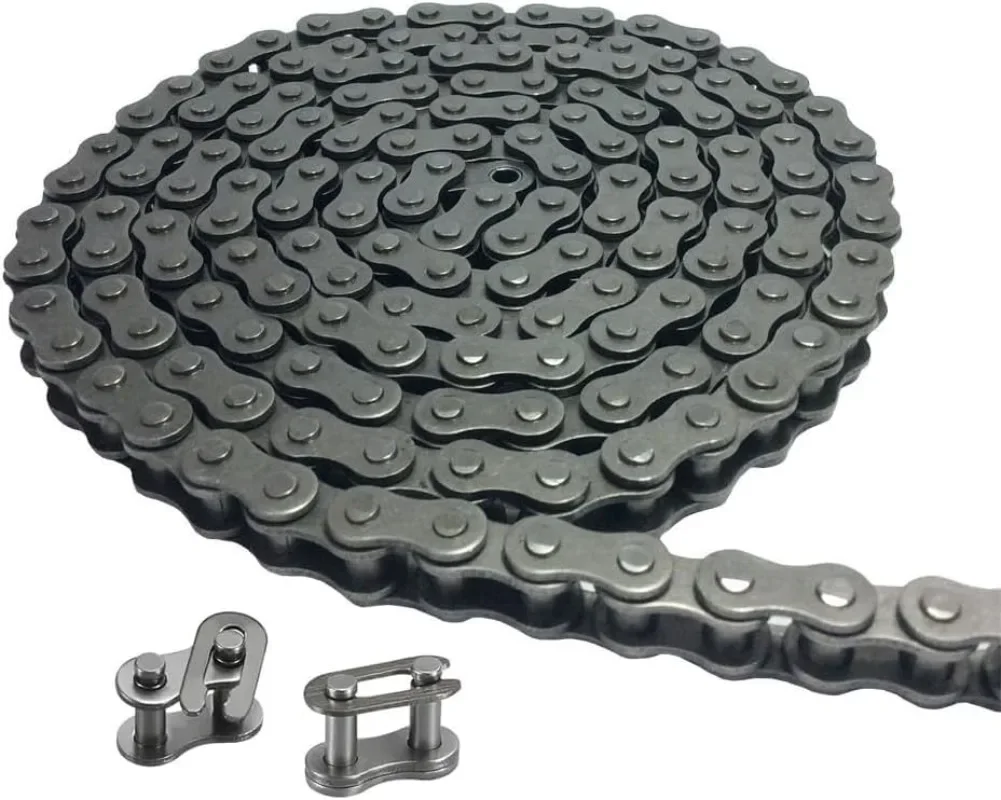 

【Best-selling】5 Feet Industrial Chain Carbon Steel Roller Chain with 2 Connecting Links Zinc Finish Plain Conveyor Chain