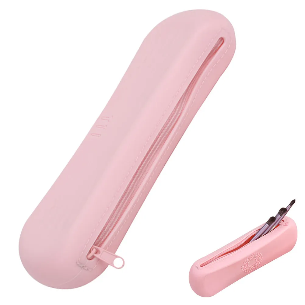 Durable Silicone Makeup Brush Case Bag Holder Travel Organizer Pouch Portable Lightweight Zipper Design Easy Carry