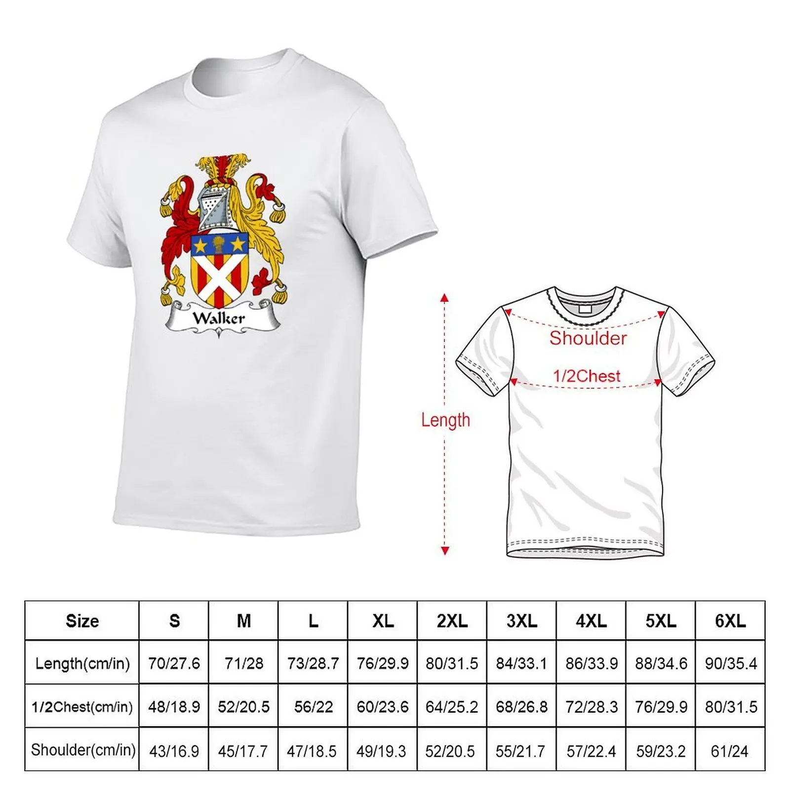 Walker Coat of Arms / Walker Family Crest T-Shirt plus size tops sports fans t shirts men