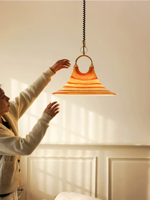 Vintage Swirl Pendelleuchte Nordic Horn LED-Licht einzigartige Designer orange Lampe für Esszimmer Hotel Schlafzimmer Küche Bar Lichter – Detail 3
