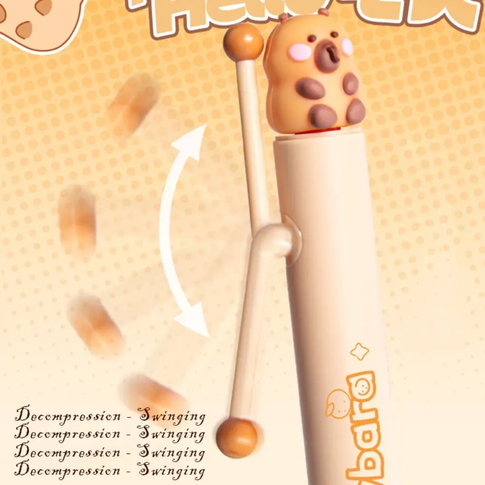 3PCS High Quality 0.5mm Black Ink Gel Pen Rotating Using Capybara Ballpoint Pen Quick Drying Office Signature Pen Gift