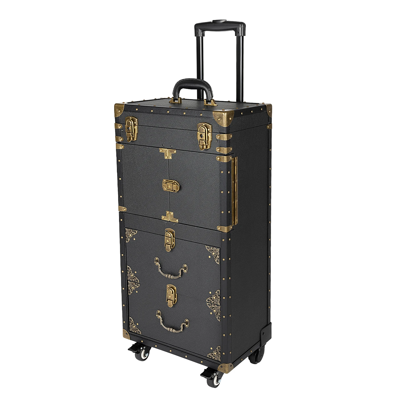 Professional Vintage Hairdressing Case - Durable and Stylish with Universal Wheels