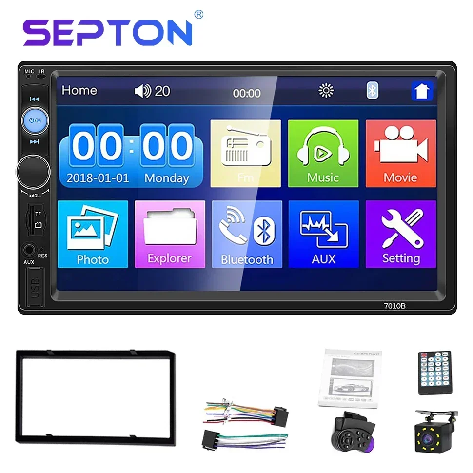 SEPTON 7 inch HD Touch Screen Multimedia Video Player 7010B For Universal Car MP5/BT/FM/SWC 2 Din Car Radio Stereo Automotive