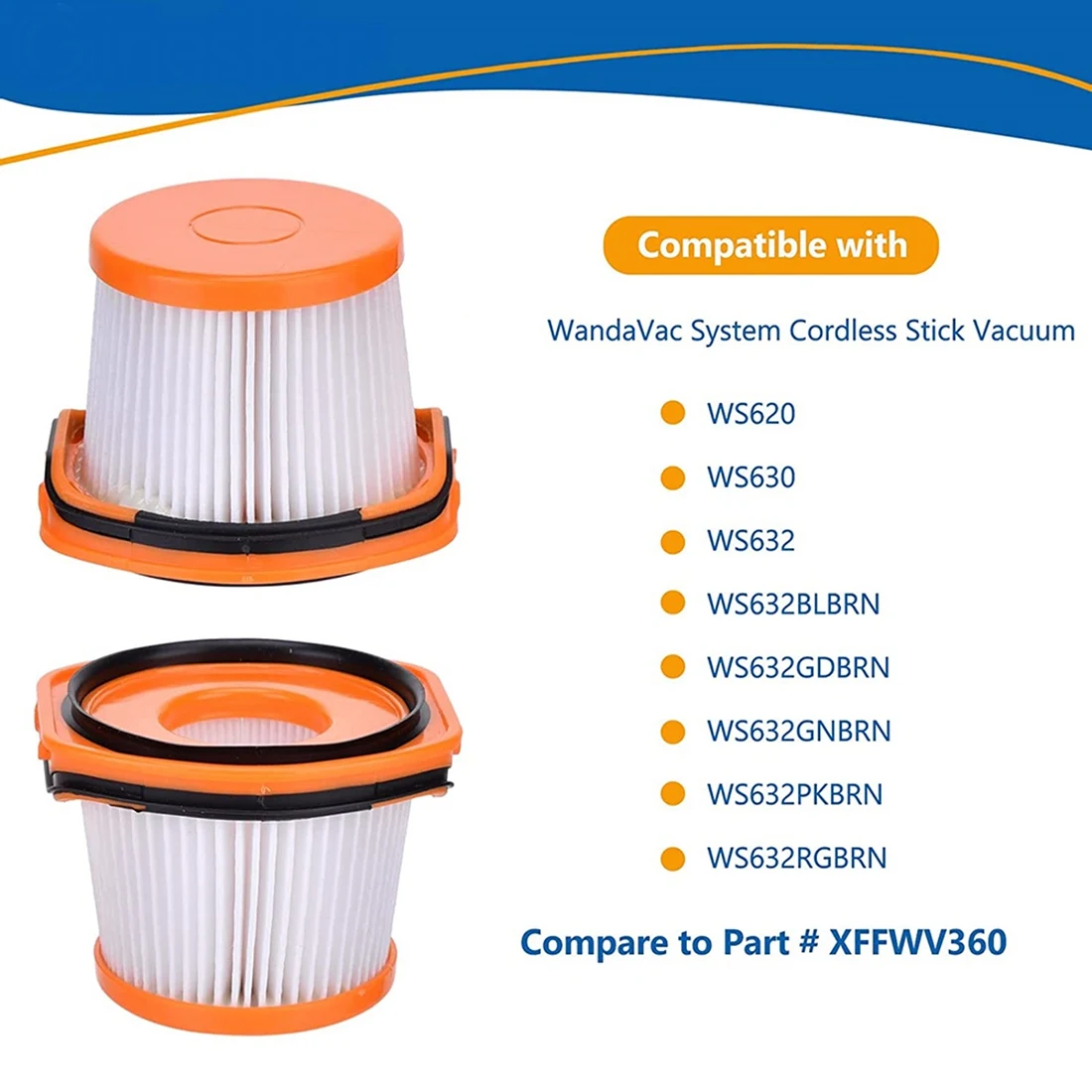 Filtro de vacío de repuesto para sistema Shark Wandvac, pieza XFFWV360, WS620, WS630, WS632, WS632BLBRN, WS632GDBRN, 4 paquetes