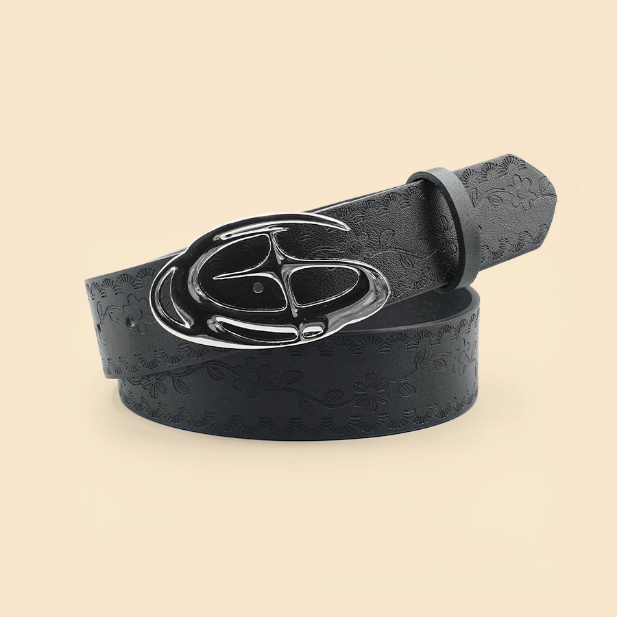 Pu Leather Jeans Belt Simple Fashion Casual Gothic Moon Star Buckle Belt Design Y2K Belt Vintage