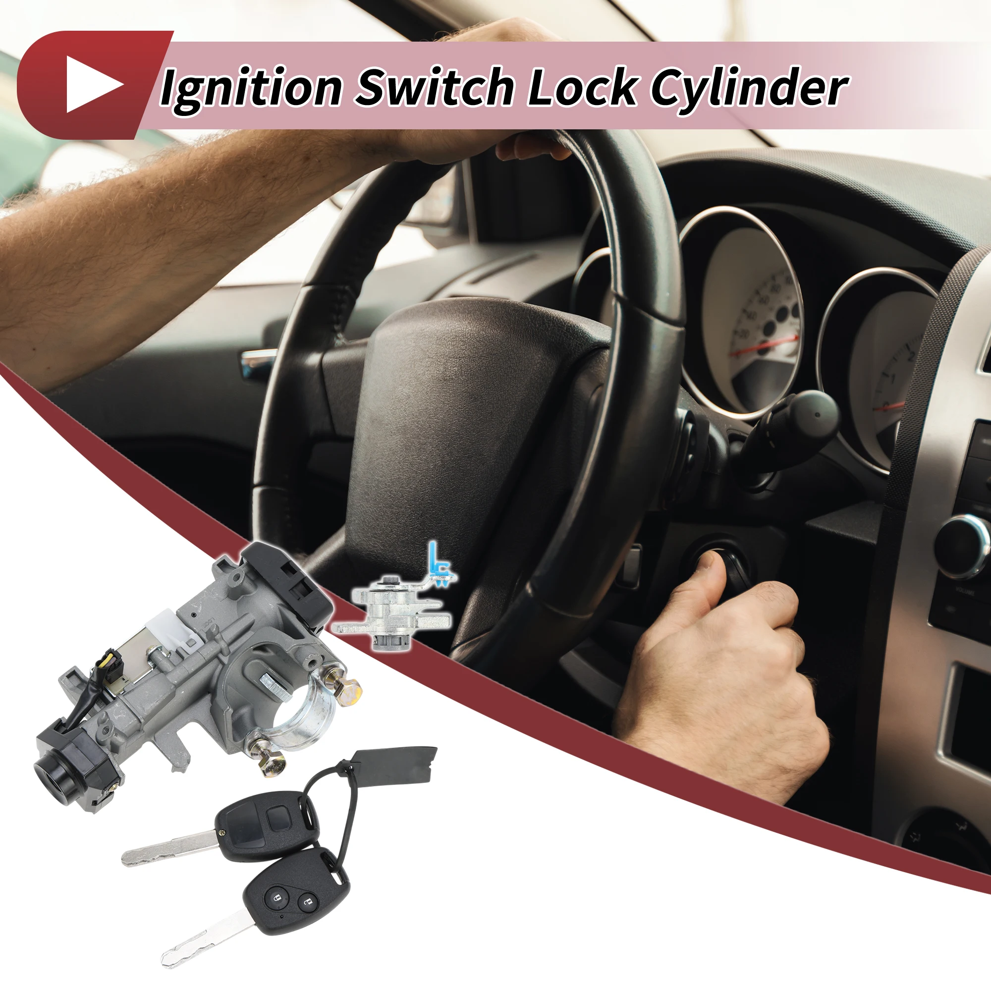 UXCELL Ignition Lock Cylinder for Honda Odyssey 05-10 1 Pc Assembly 1 Pc Door Lock Cylinder 2 Pcs Keys (with Chip) 1 Set