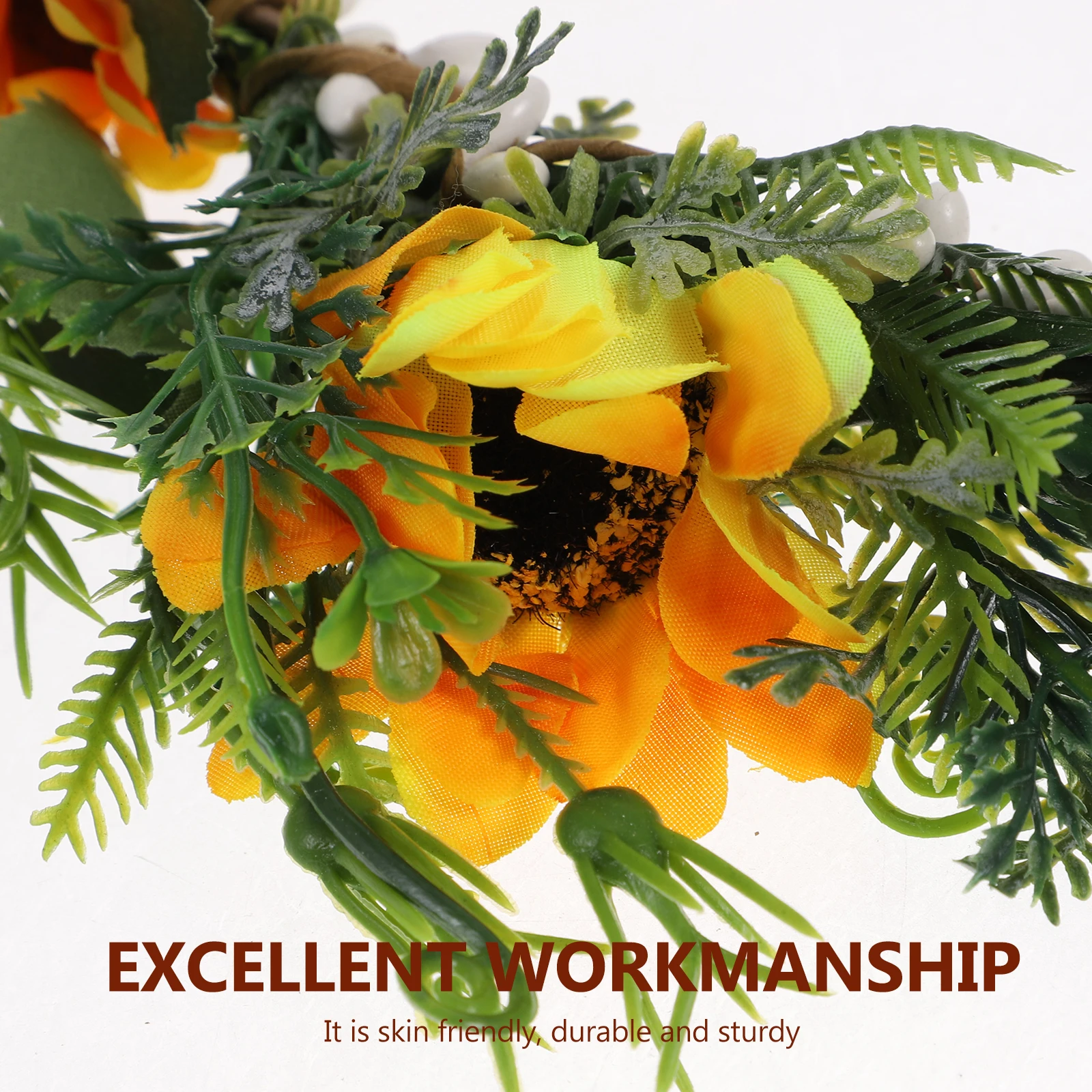 

1pc Sunflower Plastic Garland Artificial Decorative Hair Band For Wedding Beach Daily Durable Stretchable Floral Headband Women