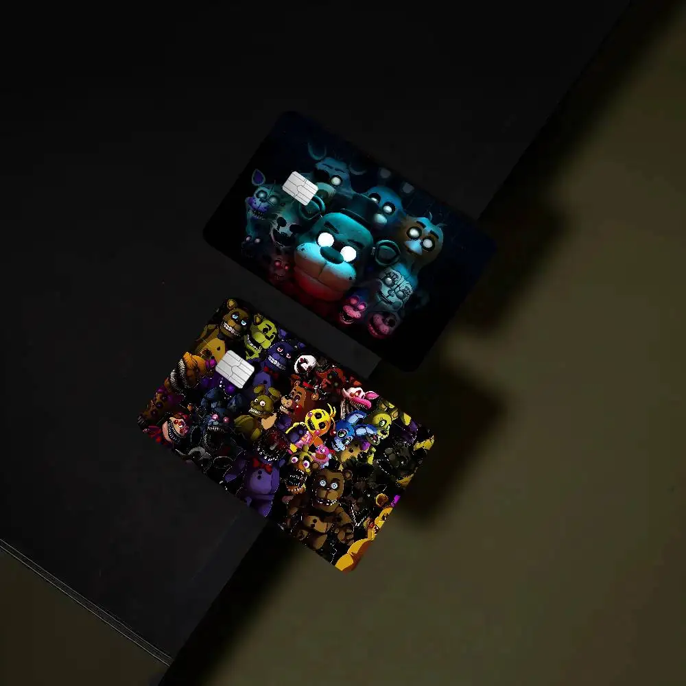 Games Five Nights At Freddy's Anime Cartoon 4pcs 1Set Skin Stickers Film Tape Case For Big Credit Debit Card Front Side