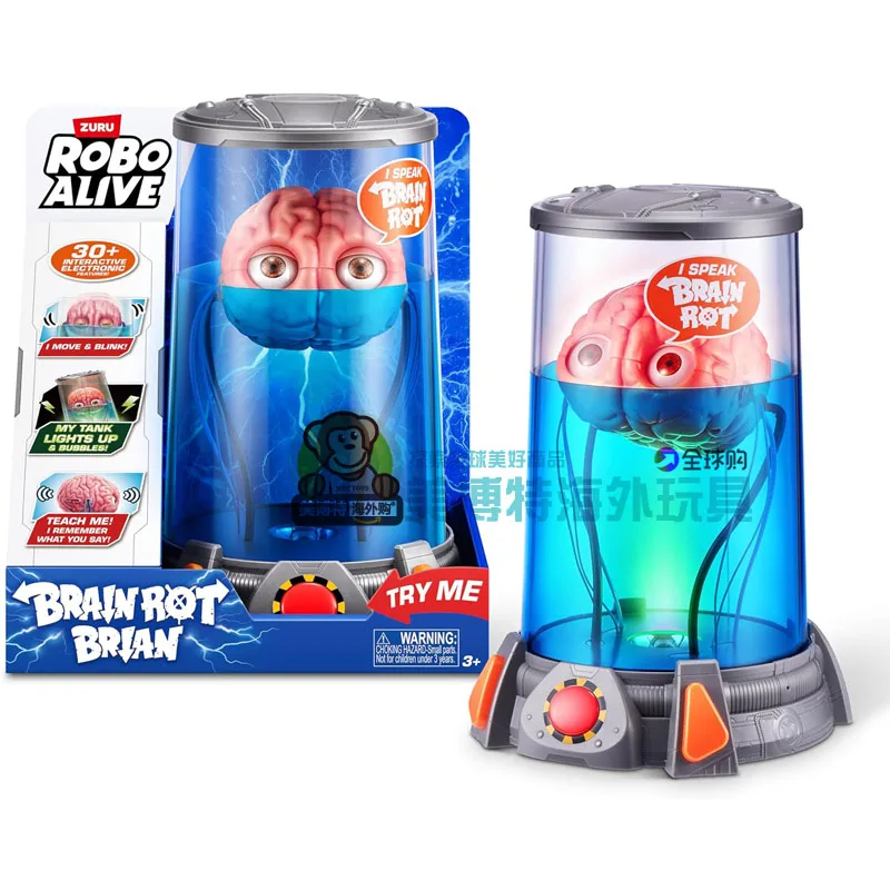 Zuru Robo Alive Brain Rot Brian Interactive Electronic Light Up Talking Robot Toy Collectible Action Figure For Collectors
