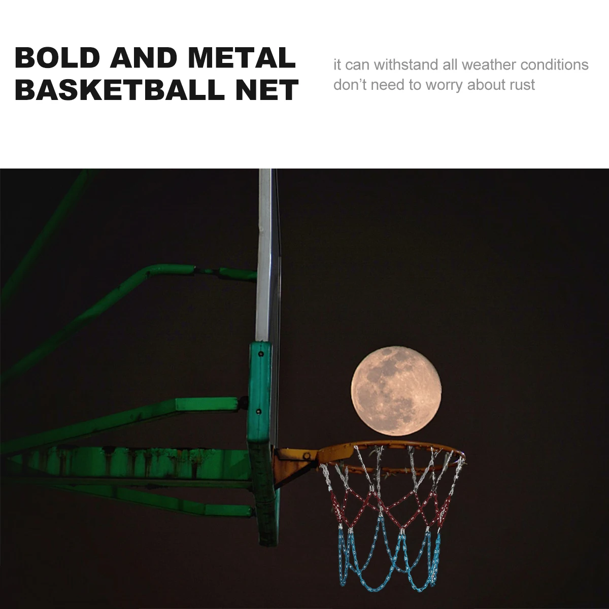 

12 Buckles Galvanized Zinc Plated Heavy Duty Manganese Steel Chain Net Suitable for Outdoor Indoor Basketball Goal Net